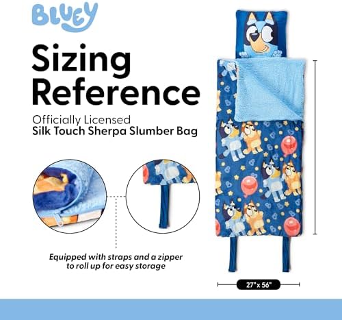 Silk Touch Sherpa Slumber Bag for Boys and Girls, Sleeping Bag with Zipper, Sleepover Set, 27 x 56 inches