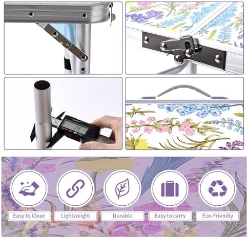 Yriuat Folding Camping Table 3ft Portable Picnic Table, Blooming Floral