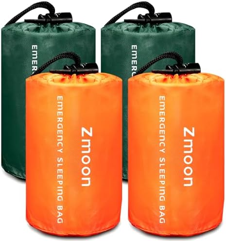 Zmoon Emergency Sleeping Bag Survival Bag, Portable Waterproof Thermal Bivy Sacks,Bivvy Bags,Camping Mylar Sleeping Bag Survival Gear Emergency Blankets Survival Shelter