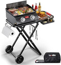 LAUDLIFE Portable Gas Griddle with Adjustable Stand, 20,000 BTUs, 342 Sq. In. Cooking Surface, 3-Step Setup, Enamel Coating Grates, for Camping, Patio BBQ, Park Picnics & Outdoor Cooking