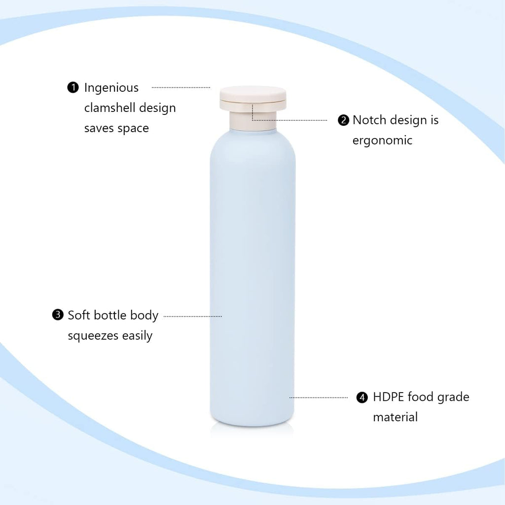 8.8 oz Travel Shampoo Bottles, Refillable Flip Cap Squeeze Bottles for Toiletries, Large Leakage-proof Travel Shampoo and Conditioner Bottles (Blue)
