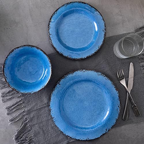 LEHAHA 12 Piece Melamine Dinnerware Set Farmhouse Outdoor Dishes Set for 4
