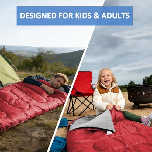 oaskys Camping Sleeping Bag - 3 Season Warm & Cool Weather - Summer Spring Fall Lightweight Waterproof for Adults Kids - Camping Essentials Gear Accessories Hiking Sleep Must Haves