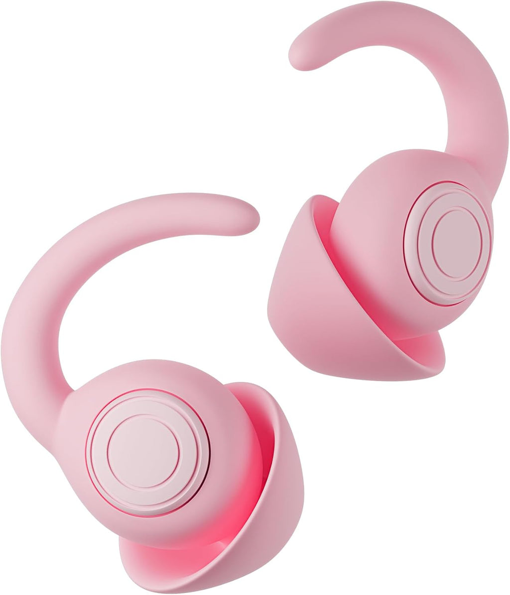 Ear Plugs for Sleeping - Noise Reduction Soft Silicone Earplugs, 2 Pairs Reusable Hearing Protection Earplugs for Noise Sensitivity, Sleep,Travel,Sound Reduction Noise Cancelling - Light Pink
