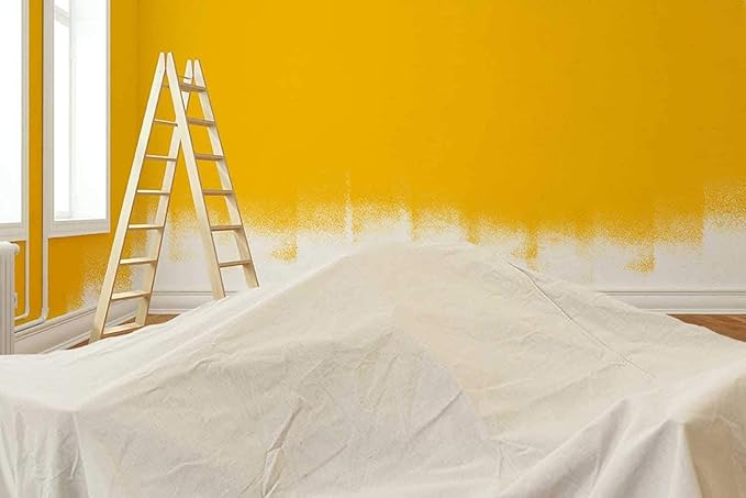 ZUPERIA Canvas Drop Cloth for Painting (Size 6'x9' Feet Pack of 4) Painters Drop Cloth for Painting, Furniture & Floor Protection All Purpose Thick Canvas tarp with Double Stitched Edges