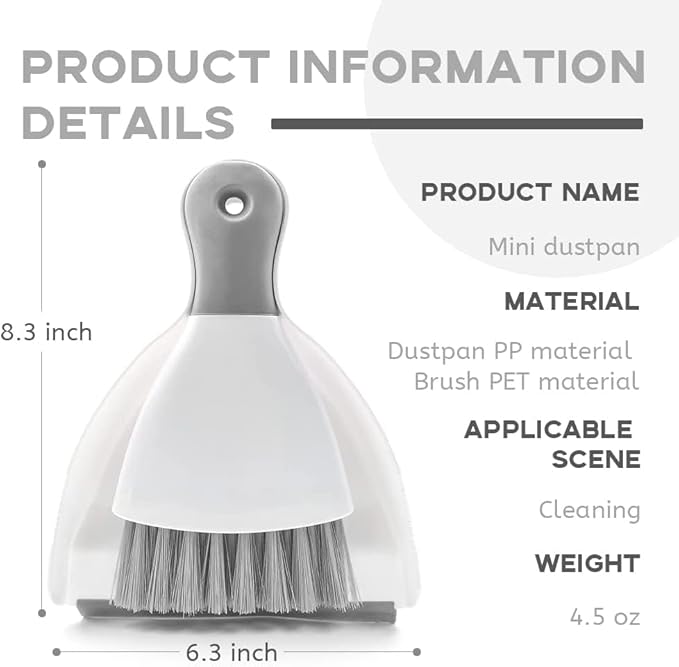 Dust Pan Broom Brush Dustpan - Dustpan and Brush Set, Mini Dust Pans with Brushes, Handheld Broom Cleaning for Tables, Keyboards, Guinea Pig Cage, and Cat Litter, etc.（Gray 3 Set）