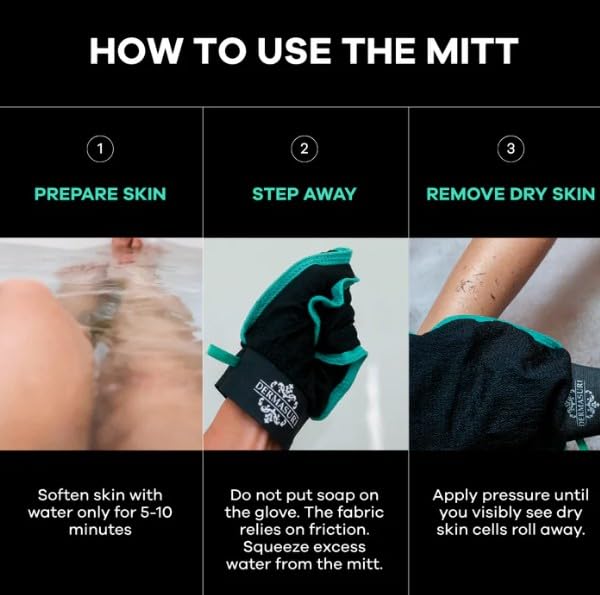 Dermasuri - Deep Exfoliating Glove - Polishing Mitt Body Scrubber - Korean Skin Cleaner Exfoliator & Dead Skin Buffing Treatment - Gifts for Women & Men - Keratosis Pilaris Scrub Remover - (1 Pack)