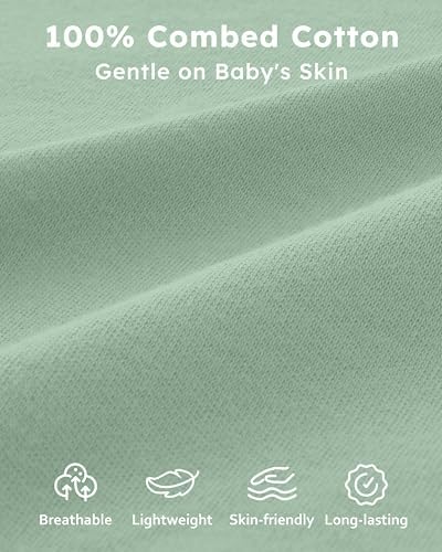 Baby Sleep Sack 0-6 Months 0.5 TOG, 100% Cotton Baby Wearable Blanket 2 Pack with 2-Way Zipper, Lightweight Sleep Bag for Boys ＆ Girls Newborn Infant Breathable Sleeing Sack Green Animal