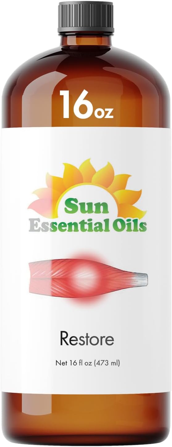 Sun Essential Oils Deep Muscle Ease Blend Essential Oil 16oz for Aromatherapy Diffuser, and Muscle Ease