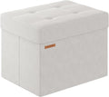 Folding Storage Ottoman, Velvet Storage Bench, Footrest, End Stool, Foot Stool,for Living Room, Bedroom and Office,12.2 x 16.1 x 12.2 Inches, 300 kg Load Capacity,Cream White, UASND03W
