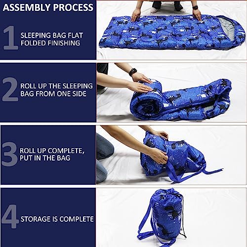 Kids Sleeping Bags - Camping Sleeping Bags with Carry Bag - Compact Sleeping Bag for Hiking, Backpacking 3 Season Warm & Cool Weather, Lightweight Waterproof Outdoor Travel for Boys Girls