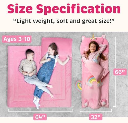 Kids Sleeping Bag for Boys & Girls - Glow in The Dark for Ages 3+, Large With Pillow Pocket, Extra Soft Toddler Blanket (66" x 33")