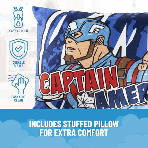 Jay Franco Kids Slumber Bag and Pillow - 54 x 27 Inch Comfy Indoor Sleeping Bag for School and Sleepovers, 2 Piece Set, Blue - Avengers