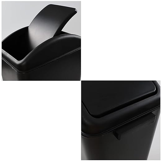 4.5 Gallon Swing Top Trash Bin, Plastic Garbage Can with Lid, Black, 3 Pack