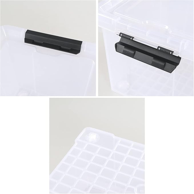 4 Pack 22 L Clear Plastic Storage Box with Wheels, Latch Storage Bin with Lid