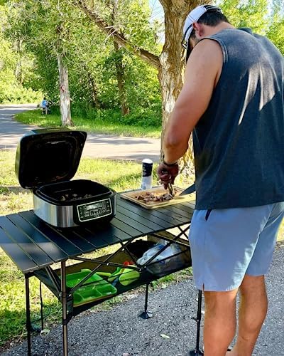 LET'S CAMP Folding Camping Table, Aluminum Roll-up Picnic Backpacking Table