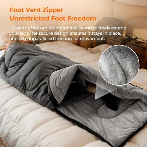 FARLAND Sleeping Bags for Adults Cold Weather & Camping, Fleece-Lined