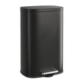 WLIVE 13 Gallon Stainless Steel Trash Can with Inner Bucket, Kitchen Garbage Can with Lid, 50L Soft Close Step Trash Can with Metal Foot for Home, Kitchen, Laundry Room, Office, Black