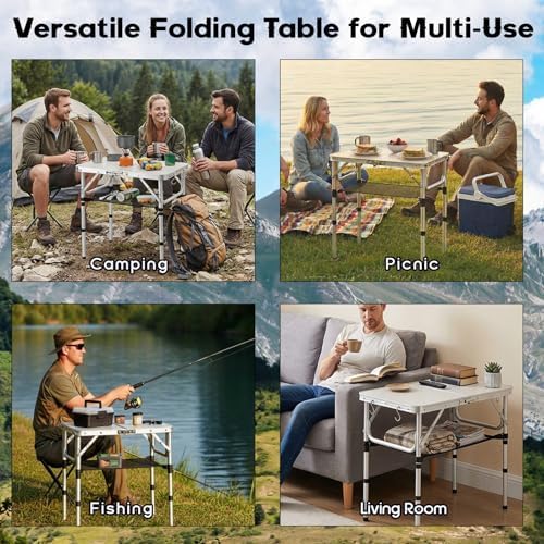 YihuiKo Folding Camping Table, Adjustable Height Lightweight Portable Table