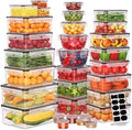 62 PCS Large Food Storage Containers with Lids Airtight Reusable Plastic