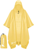 PTEROMY Hooded Rain Poncho for Adult with Pocket, Waterproof Lightweight Unisex Raincoat for Hiking Camping Emergency