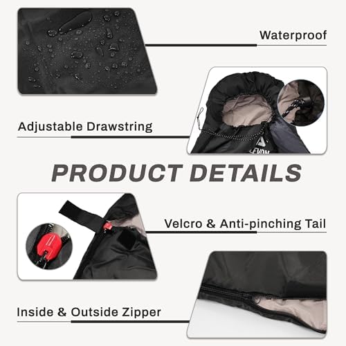 Elevon Double Sleeping Bag for Adults with 2 Pillows, Lightweight Machine Washable 2 Person Sleeping Bag for 3 Seasons Camping Hiking Traveling, Multicolor Option