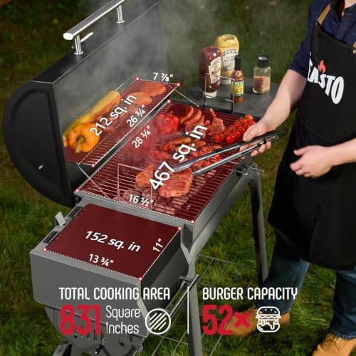 Feasto Heavy-Duty 30-Inch Charcoal Grill with Offset Smoker Grill
