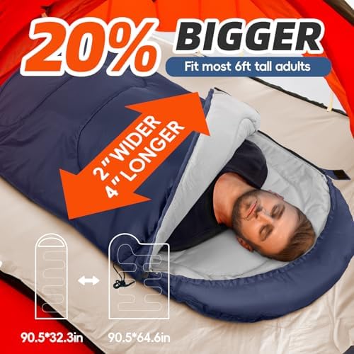 MEREZA Sleeping Bags XL for Adults Mens Large Wide Sleeping Bag for Camping