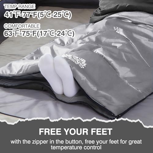 Sleeping Bags for Adults & Kids for Camping Hiking Trips Warm Cool Weather, Lightweight and Waterproof with Compression Bag, 3-4 Season Indoors Outdoors Activities