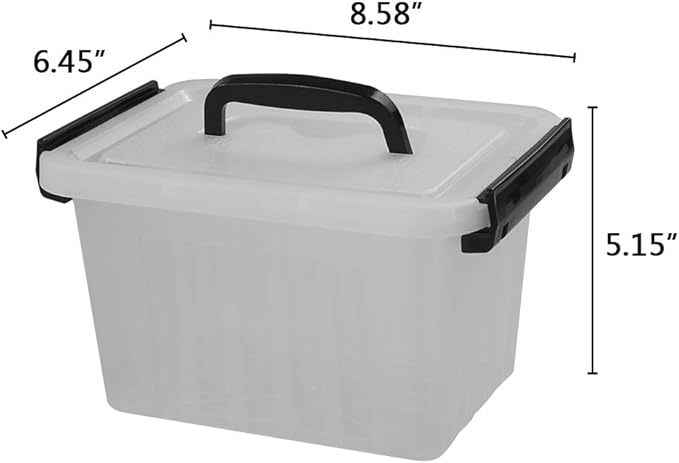 Bringer 3 Quart 6-Pack Clear Plastic Storage Boxes, Latch Box with Black Handle