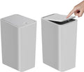 TIPGO Bathroom Trash Can with Lid, 10 Liter/ 2.6 Gallon Slim Garbage Can, Small Trash Bin Waste Basket with Pop-Up Lid for Kitchen, Bedroom, Living Room, Office (2 Pack, Grey)