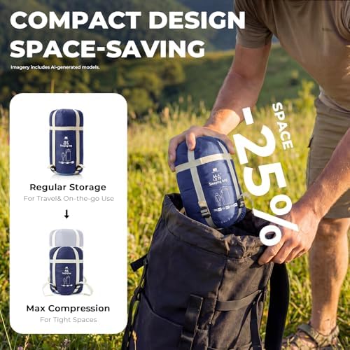 Ultralight Warm Weather Sleeping Bag - Portable, Waterproof, Compact Lightweight, Comfort with Compression Sack - Great for Outdoor Camping, Backpacking & Hiking