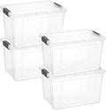 Superio Storage Bins with Lids, Clear Plastic Containers for Organizing, Stackable Totes, BPA Free, Odor Free, Organizer Boxes for Home, and Dorm (4 Pack, 14.7 Qt)