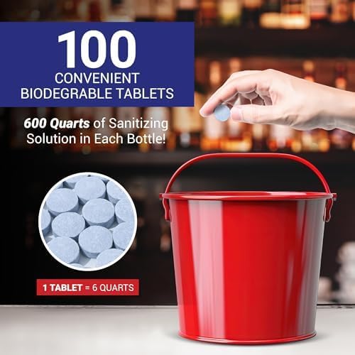 Nu-Foam Sanitizing Tablets for Bar Glassware – Superior Rinse Aid - Hand Washing Bar, Tavern, Brewery Supplies - Spotless Serving Glasses - 3 Pack 300 Tablets/ 1,800 Quarts Sanitizing Solution
