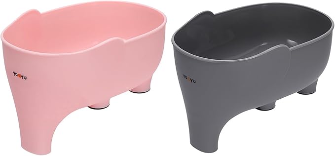 2PCS Vegetables Washing Basket Elephant Drainage Basket Fruit Basket for Draining Pasta Noodles Kitchen(Pink&Gray)