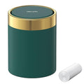 Mini Trash Can with Lid, Desktop Small Trash Can Recycling Bin Cute Metal Garbage Can for Tabletop Countertop Use,Stainless Steel 0.4 Gallon/1.5 Liter Waste Bin for Office Parlor Bedroom,Dark Green