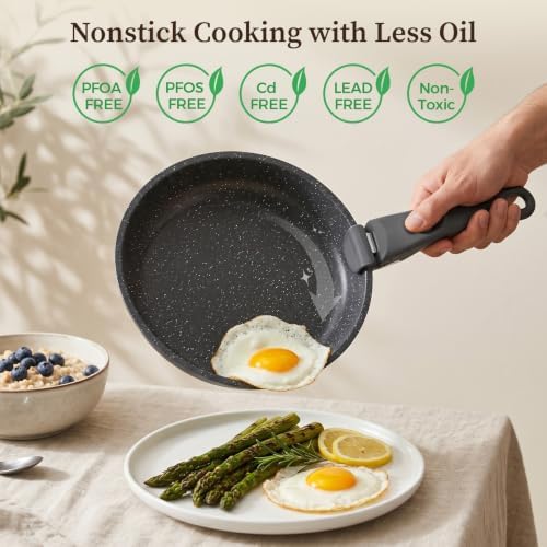 YASHE 15Pcs Nonstick Pots and Pans Set with Removable Handle, Oven Safe