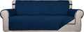 PureFit Reversible Quilted Sofa Cover, Water Resistant Slipcover Furniture Protector, Washable Couch Cover with Non Slip Foam and Elastic Straps for Kids, Pets (X Large, Navy/Navy)