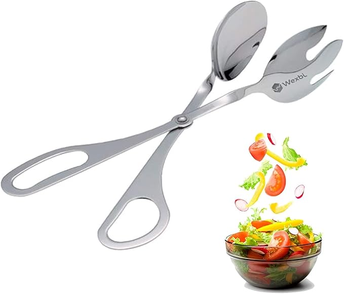 Salad Tongs 10-Inch – Heavy Duty Stainless Steel Serving Tongs for Salad, BBQ, Buffet, Kitchen & Party Use