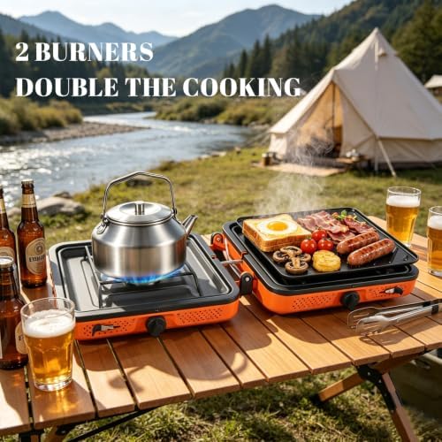 GGC 2 Burner Portable Camping Stove 5-Piece Kit for Camping