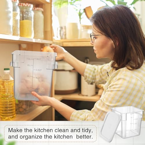 FoldTier 2 Pcs Square Food Storage Containers, White, 8 Qt