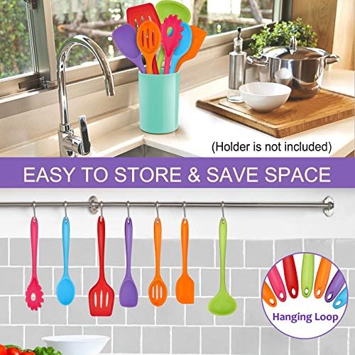 P&P CHEF Multicolor Kitchen Utensils, Silicone Cooking Utensil Set of 7