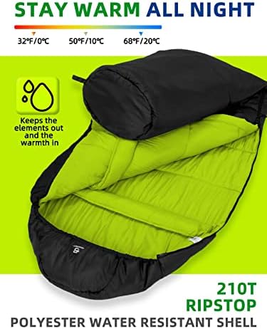 Bessport Mummy Sleeping Bag | 15-45 ℉ Extreme 3-4 Season Sleeping Bag for Adults Cold Weather– Warm and Washable, for Hiking Traveling & Outdoor Activities