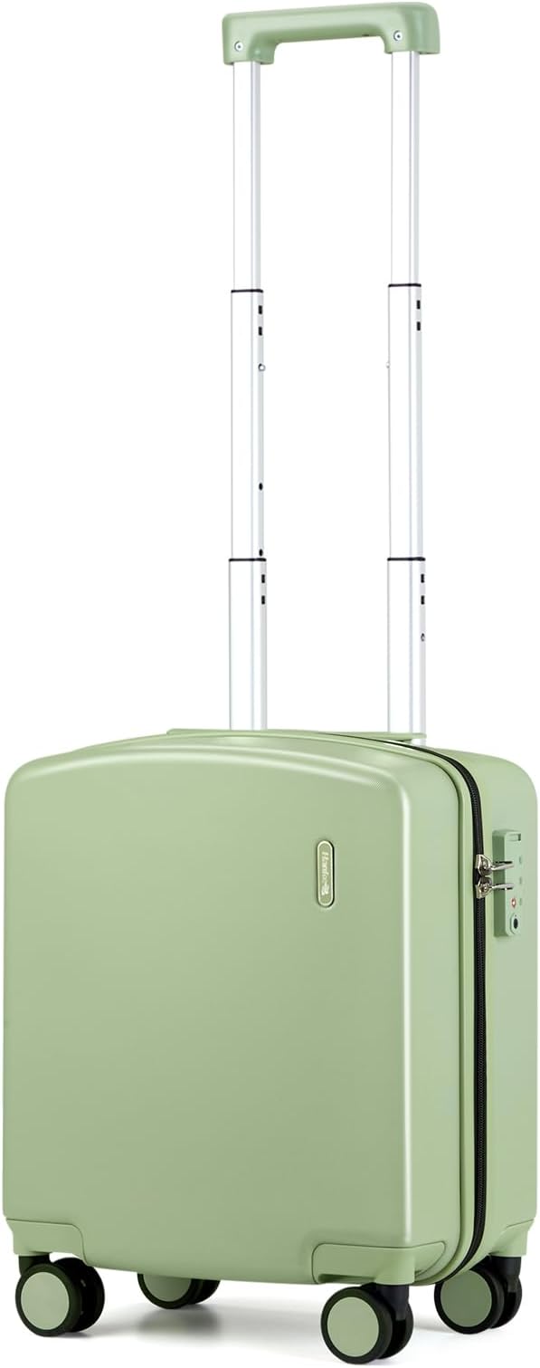 Hanke 16 Inch Underseat Carry On Luggage, Airline-Approved Hard Shell Small Suitcase with Spinner Wheels, Lightweight Tsa Lock Travel Luggage for Short Trips(Bamboo Green)