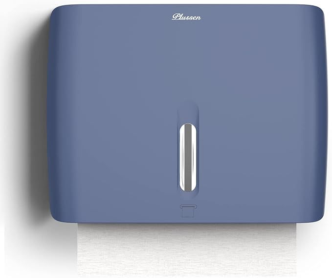 Paper Towel Dispenser Wall Mount,Capacity 200+ Sheets ZFold Tri Fold Blue Adhesive No Drilling or Screws Installation for Home Toilet