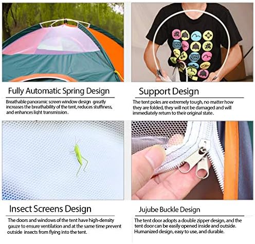 2 Person Instant Pop Up Lightweight Camping Tent, Outdoor Easy Set Up Automatic Family Travel Tent,Portable Backpacking Ultralight Waterproof Windproof Anti-UV Sun Shelter Tent…