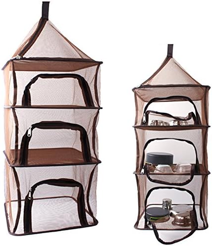 Desy & Feeci Camping Dry Net-4 Layer Outdoor Hanging Foldable Drying Rack, Camping Organizer Mesh Dryer Storage for Home Picnic BBQ Tableware/Dishes/Food/Vegetables/Fruit/Clothing