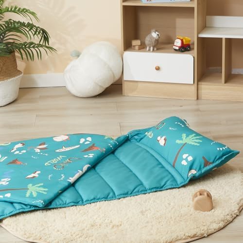 MORAIS Toddler Nap Mat with Pillow and Blanket, 52" x 20" Lightweight and Soft Nap Mat for Preschool, Daycare, Travel Sleeping Bags
