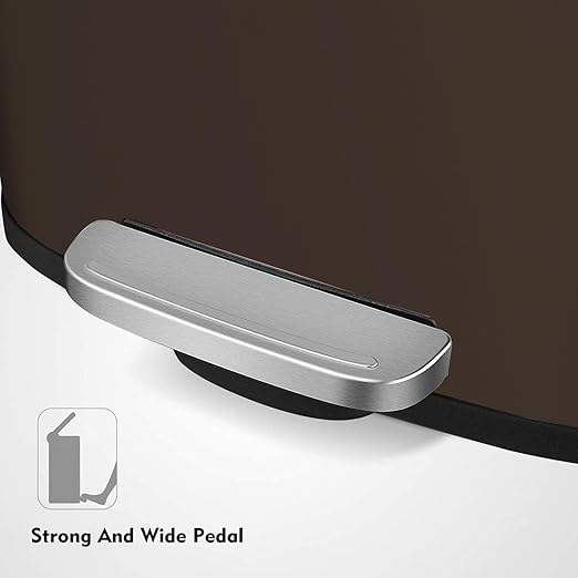 AthLike Trash Can, Stainless Steel Kitchen Garbage Can, Step Waste Bin with Hinged Lid and Removable Inner Bucket, Soft-Close, Dustbin for Bathroom Bedroom Living Room Home (Brown, 8 Gal)