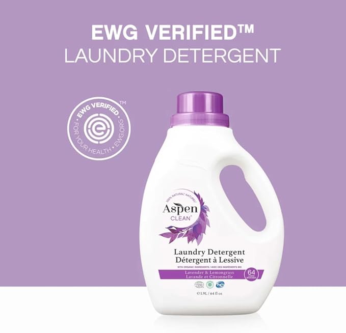 Natural Laundry Detergent Lavender & Lemongrass - 100% Natural, Organic, HE Liquid Laundry Detergent - Vegan, Cruelty-Free, Biodegradable - Safe for Babies, Pets & Kids - EWG Certified